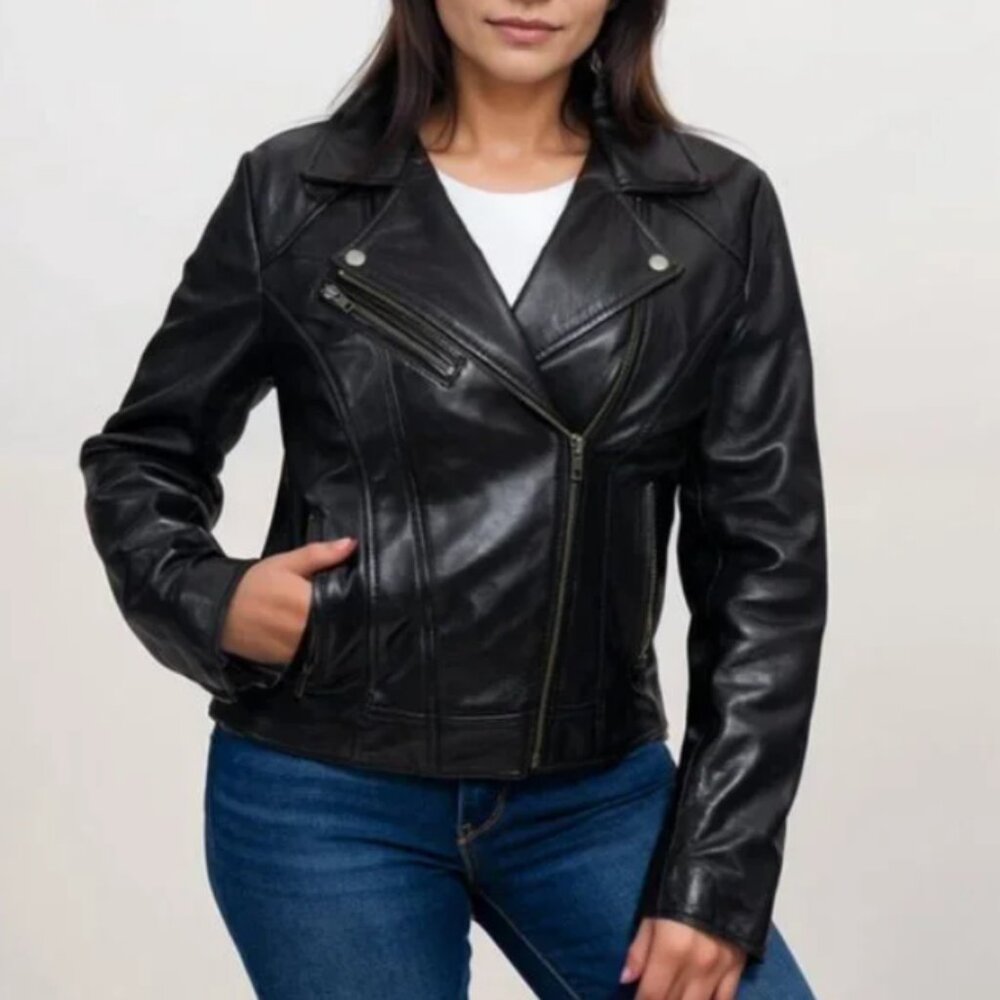 NWT Whet Blu Genuine Leather Biker Jacket - Size (XL)